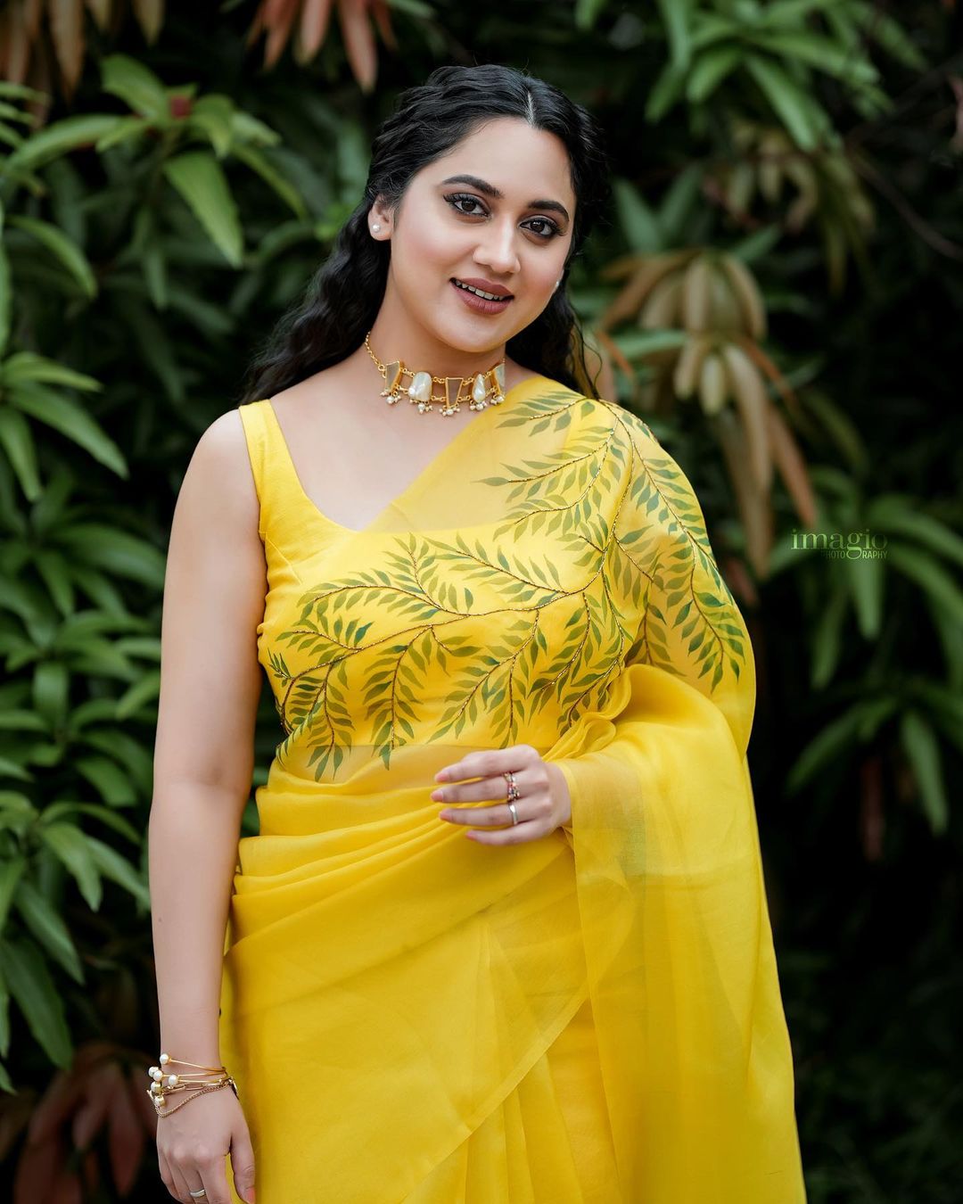 Malayalam Actress Miya George Stills in Yellow Saree